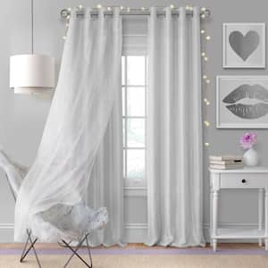 Pearl Gray Layered Grommet Blackout Curtain - 52 in. W x 63 in. L