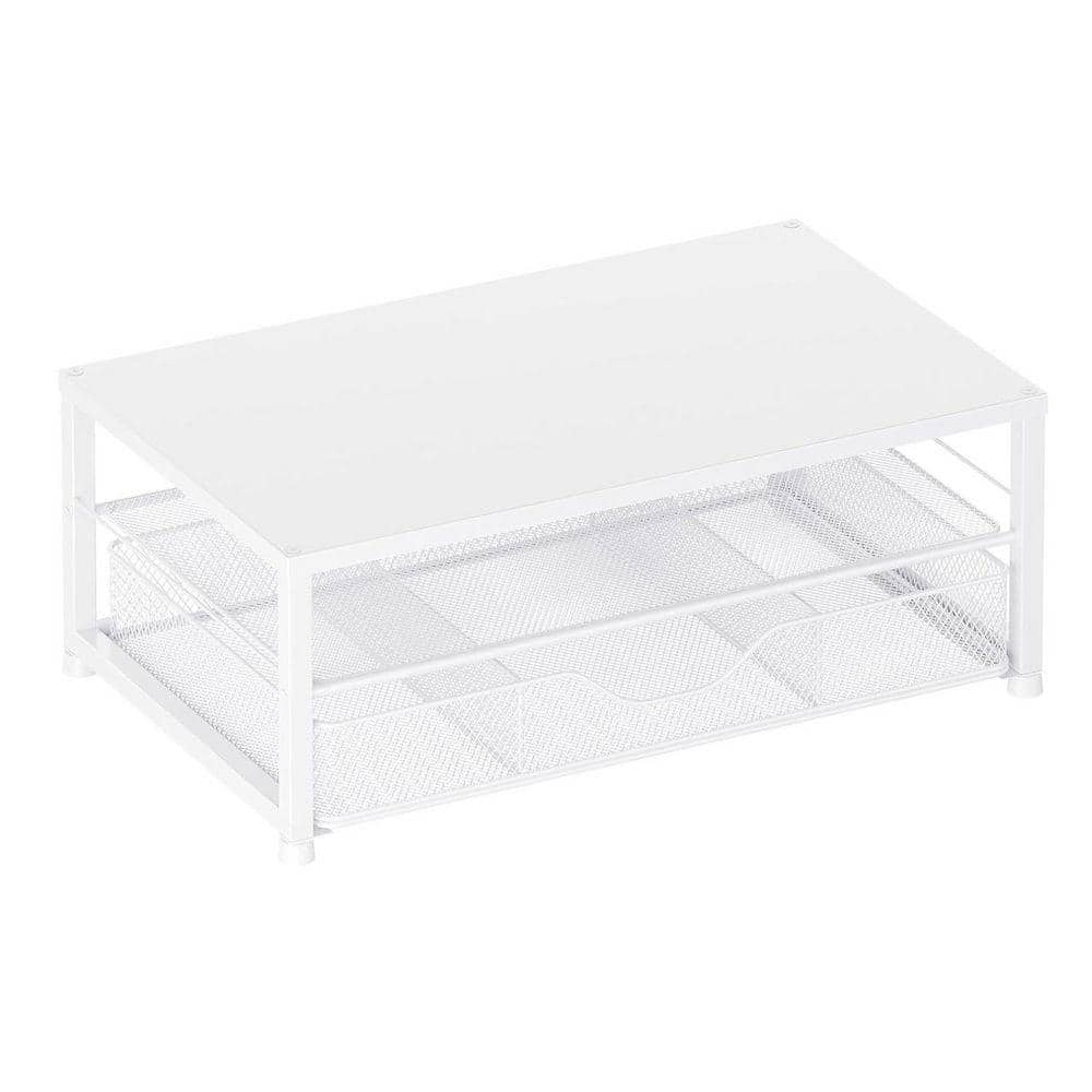 White 15.5 in. x 6.3 in. Metal Modern Desk Organizers with Drawer
