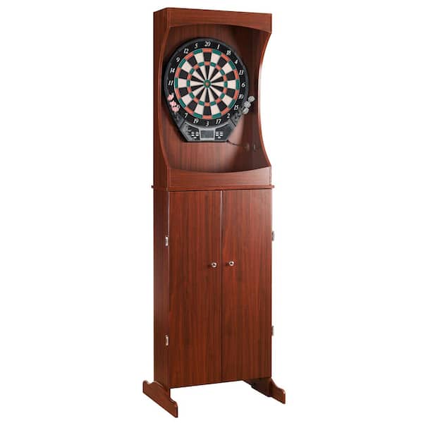 Hathaway Outlaw Free Standing Dart Board and Cabinet Set - Cherry