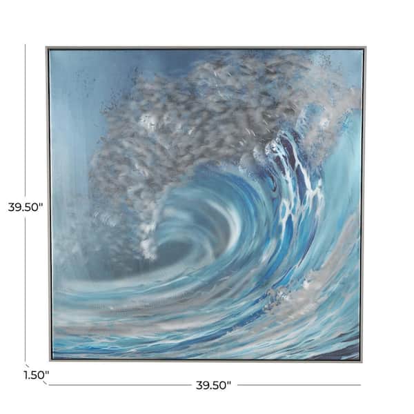 Litton Lane 1-Panel Nautical Wave Framed Wall Art Print with