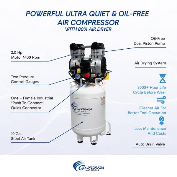 California Air Tools 10 Gal. 2 HP Ultra Quiet and Oil-Free