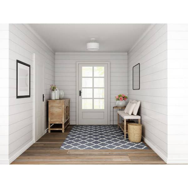 Sugar Reef 12 in. 2-Light Cottage White Semi-Flush Mount Ceiling Light