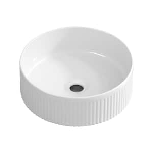 Satico 16.7 in. White Round Ceramic Bathroom Sink Basin Top Mount