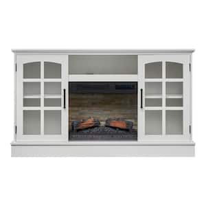 Hazeltine 60 in. W Freestanding Media Console Electric Fireplace TV Stand in White