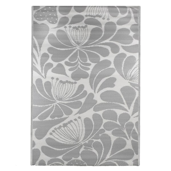 Gray 4 ft. x 6 ft. Solid Color Polypropylene Indoor/Outdoor Area Rug