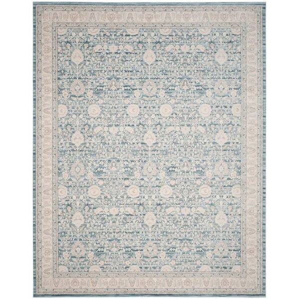 SAFAVIEH Archive Blue/Grey 8 ft. x 10 ft. Border Distressed Area Rug
