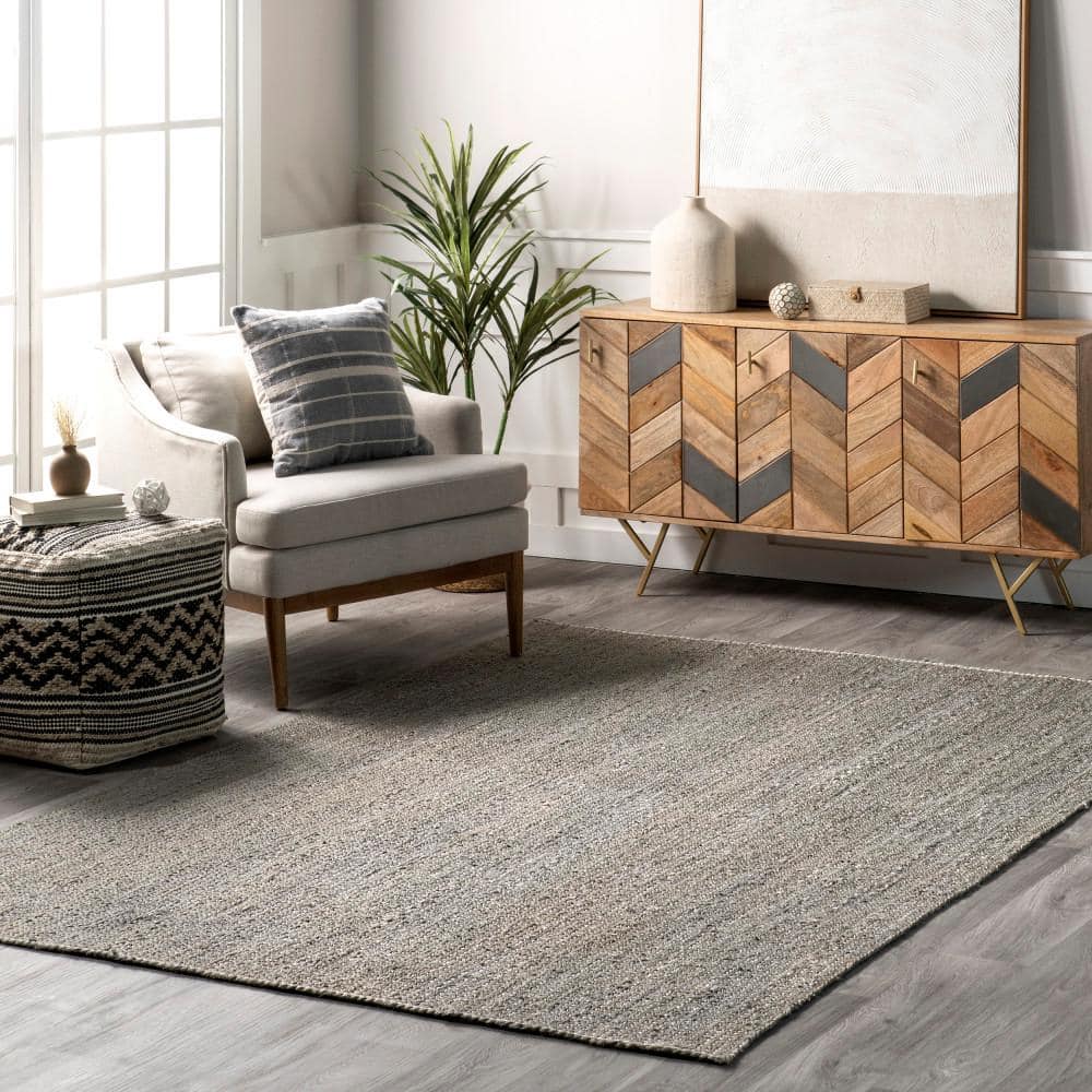 Handmade Gray Jute Flat Woven Area Rug, 3' x 5'