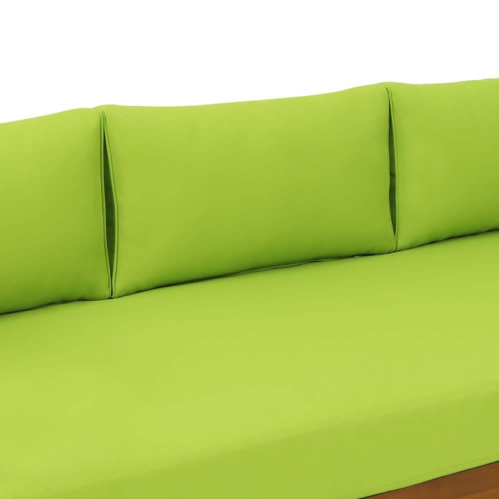 Teak Wood Outdoor Daybed with Green Cushions