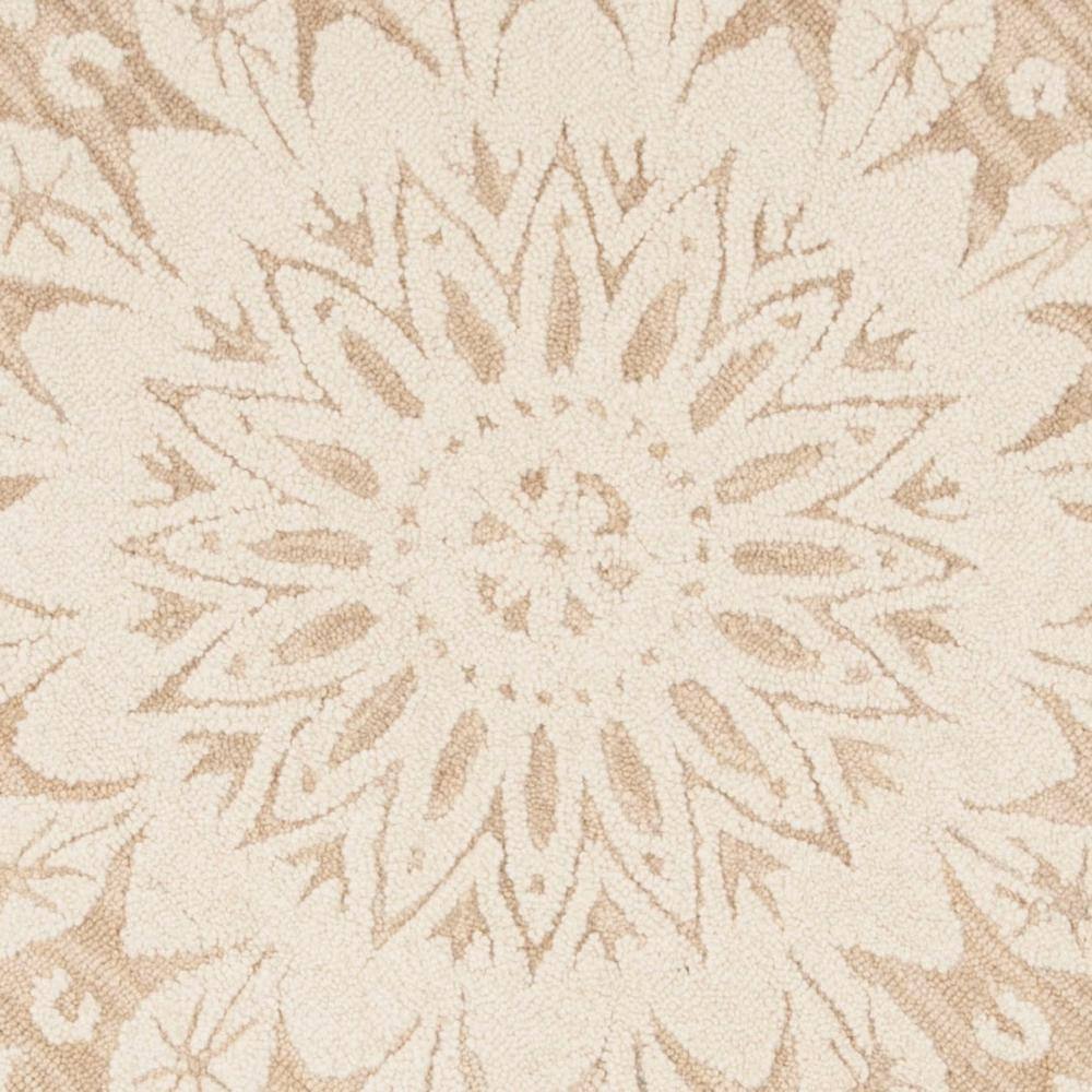 Ivory Floral Handmade Tufted Wool Round Area Rug