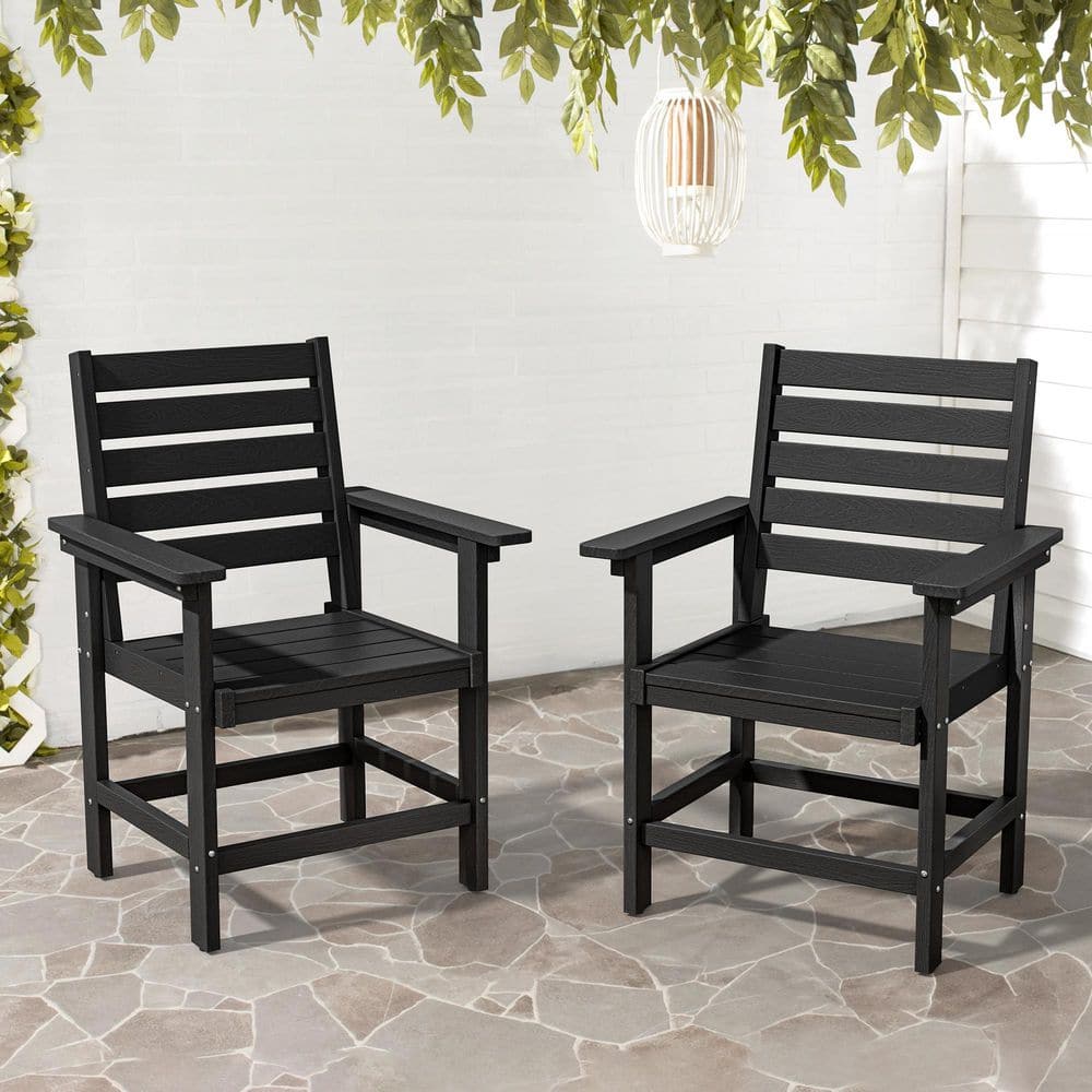 Coachella Black HDPE Outdoor Dining Chair Waterproof Outdoor Chair with Armrest Durable Patio Seating (Set of 2) price history on PriceWatchPro