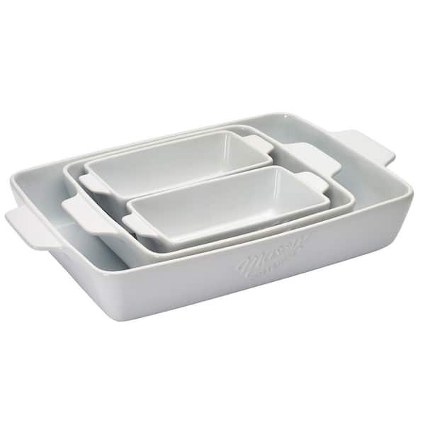 Mason Craft & More 4-Piece White Ceramic Bakeware Set 