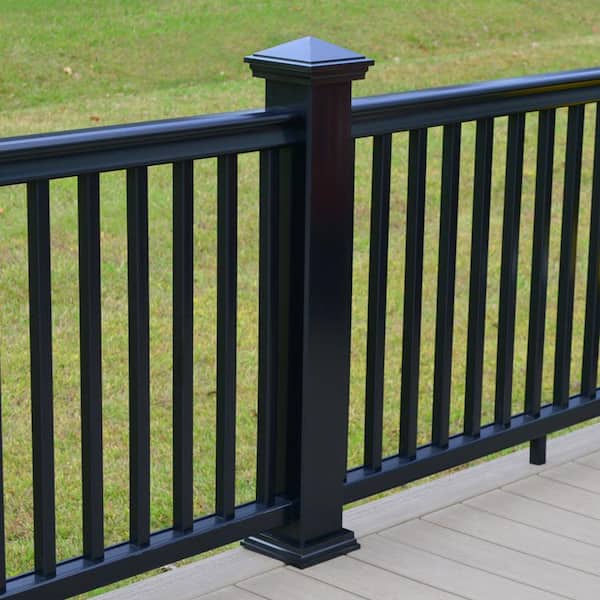 CountrySide 5 in. x 5 in. x 45 in. Obsidian Capped Composite Beveled Post Sleeve Kit with Cap and Skirt