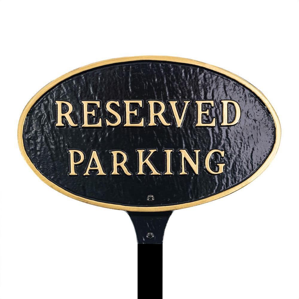 "8.5"" x 13"" Standard Oval Reserved Parking Statement Plaque Sign with Lawn Stake-Black/Gold" price history on PriceWatchPro