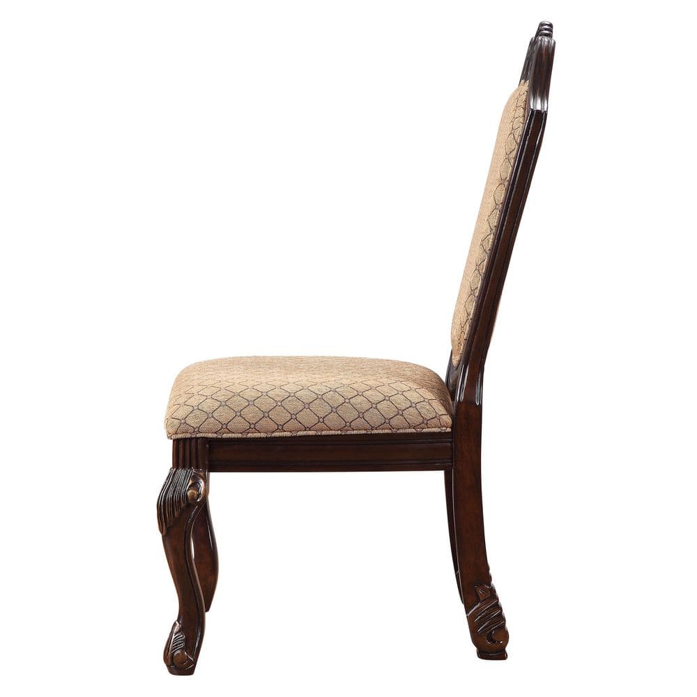 High Back White Upholstered Wood Side Chair