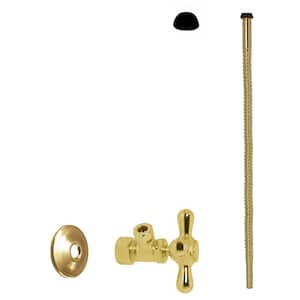 5/8 in. O.D. x 3/8 in. O.D. Comp. Outlet x 15 in. Corrugated Supply Line Kit with Cross Handle, Polished Brass