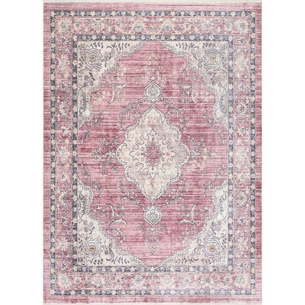 nuLOOM Debra Vintage Medallion Pink 5 ft. x 8 ft. Area Rug