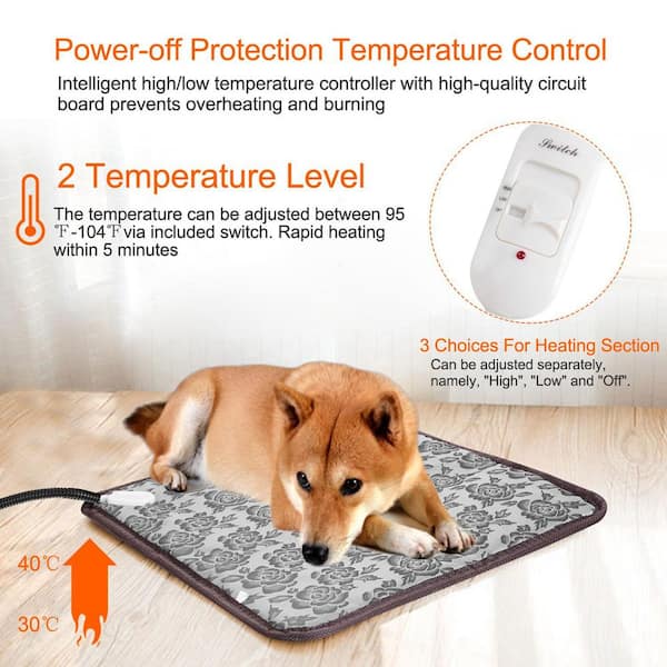 cenadinz 17.7 in. x 17.7 in. Pet Heating Pad Small Dog Cat Bed Electric Heating Mat Waterproof Adjustable Warming Blanket