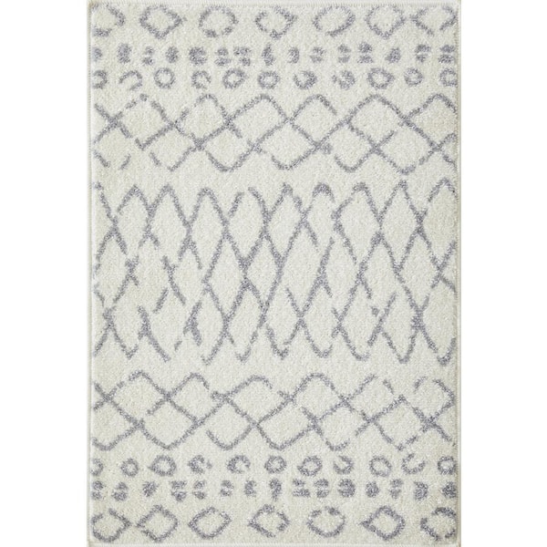 LOOMAKNOTI Kissandrah Barzenski Cream 2 ft. x 3 ft. Geometric Polypropylene Area Rug