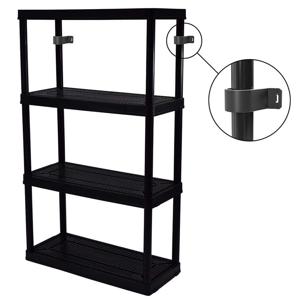 Black 4-Tier Resin Indoor/Outdoor Storage Shelving Unit
