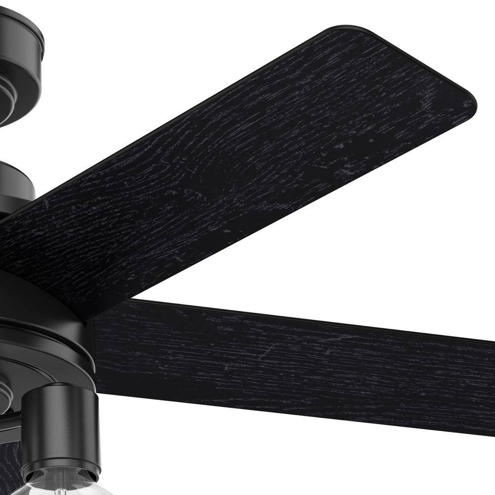 Matte Black 44" Ceiling Fan with LED Light and Remote Control