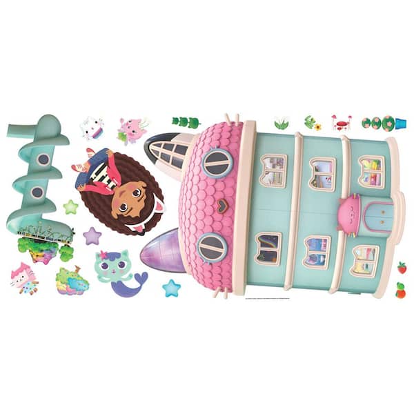 RoomMates Gabby's Dollhouse Peel and Stick Wall Decals, RMK4823SCS, Pink,  Purple, Blue
