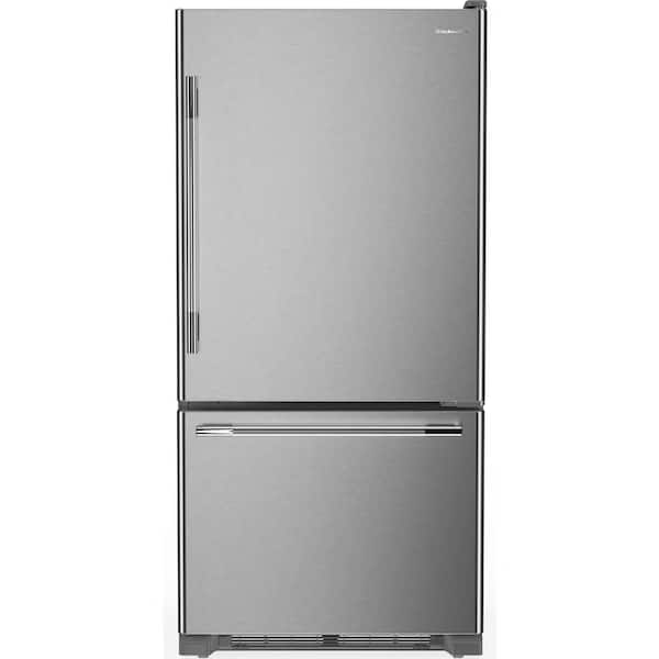 33 in. 22 cu. ft. Standard-Depth Bottom Freezer Refrigerator in PrintShield Stainless with Right Door Swing