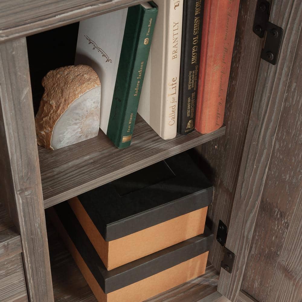 Pebble Pine Rustic Lateral File Credenza with Adjustable Shelf