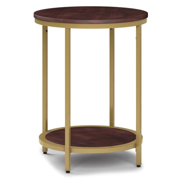 Wide Metal Round Accent Side Table, Gold Accent Bedside Table