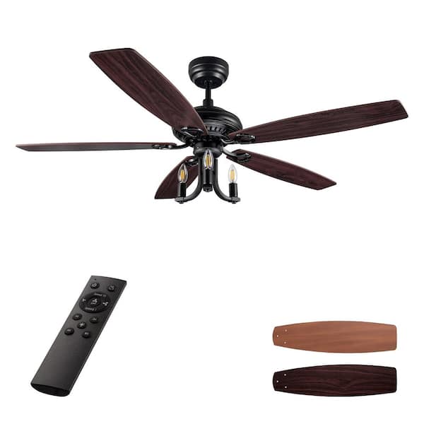 CARRO Henderson 52 in. LED Indoor Black DC Motor Chandelier Ceiling Fan with Light Kit and Remote Control