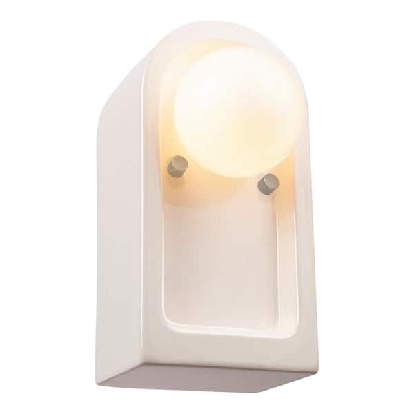 Justice Design Ambiance Collection 1-Light Gloss White Wall Sconce