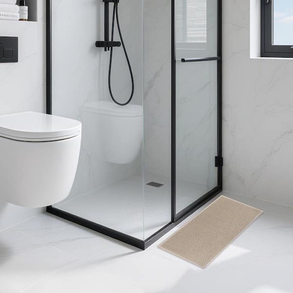 Bathroom Rug, 15.75 in. x 23.62 in. Bath Mat in Khaki, Absorbent and Comfortable Mats with Non-Slip TPR Backing