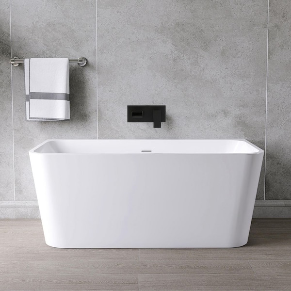 MEDUNJESS 55 in. x 29.5 in. Acrylic Flatbottom Freestanding