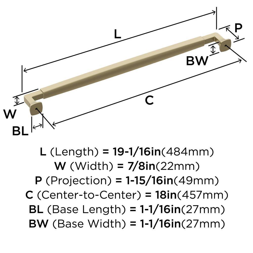 Amerock 19'' Golden Champagne Zinc Appliance Pull with Mounting Hardware