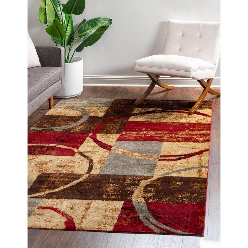 Braided Handmade Brown Abstract 8' x 10' Synthetic Rug