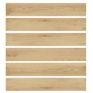 12MIL 6 in. x 36 in. Peel and Stick Vinyl Floor Tile in Light Oak Water Resistant Plank Flooring(54 sq. ft./case)