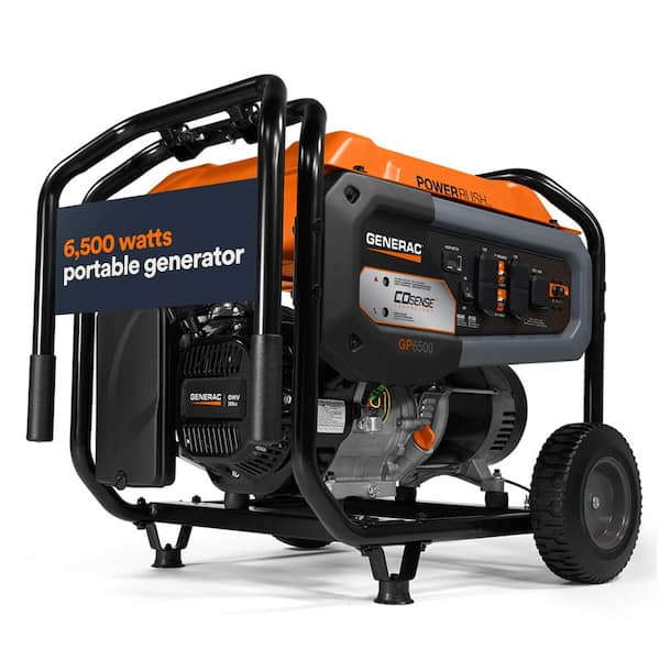 8125 / 6500-Watt Gasoline Powered Portable Generator with COSense and 20 ft. Extension Cord Included - GP6500