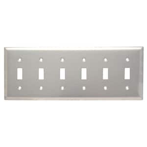 Pass & Seymour 302/304 S/S 6 Gang 6 Toggle Wall Plate, Stainless Steel (1-Pack)