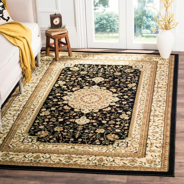 Lyndhurst Black/Ivory 9 ft. x 12 ft. Border Area Rug