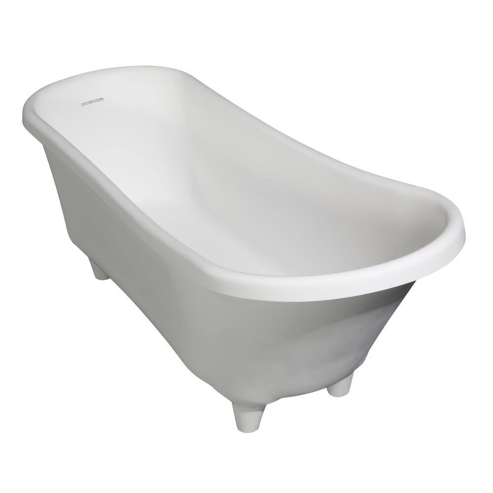 68.25'' White Matte Resin Clawfoot Freestanding Bathtub