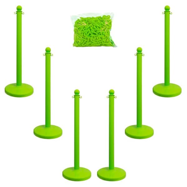 Medium Duty Safety Green Stanchion and Chain Kit