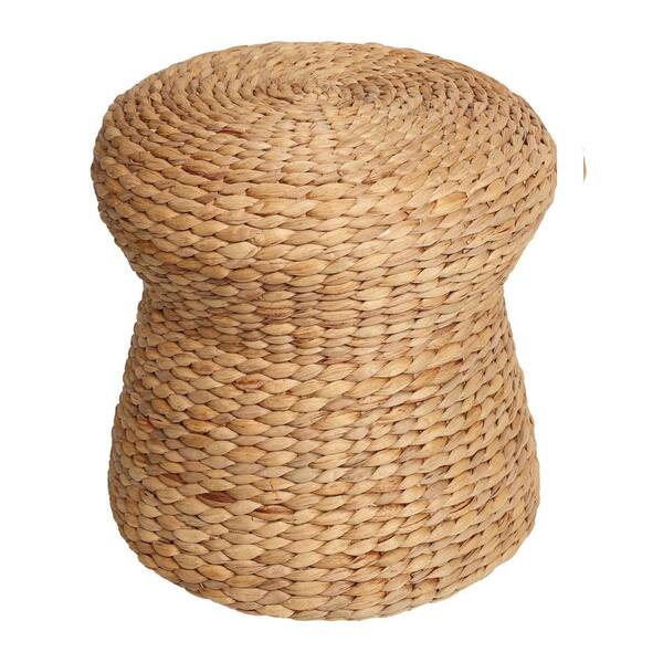 Alberto 18.5 in. H Natural Modern Bohemian Hand-Woven Hyacinth Wicker Mushroom Stool