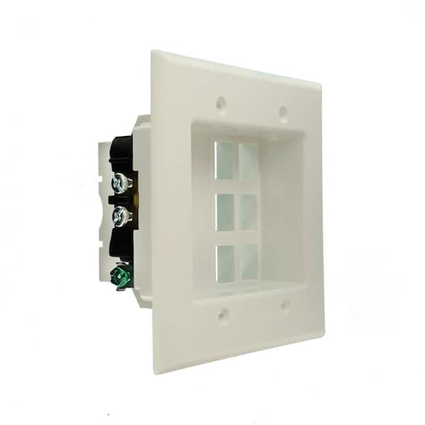 Recessed Coax Jack Outlet Cover for Flat TV - White