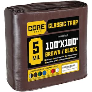 100 ft. x 100 ft. Brown/Black 5 Mil Heavy Duty Polyethylene Tarp, Waterproof, UV Resistant, Rip and Tear Proof