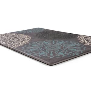 Gray 18 in. x 47 in. Contemporary Modern Floral Anti Fatigue Standing Mat