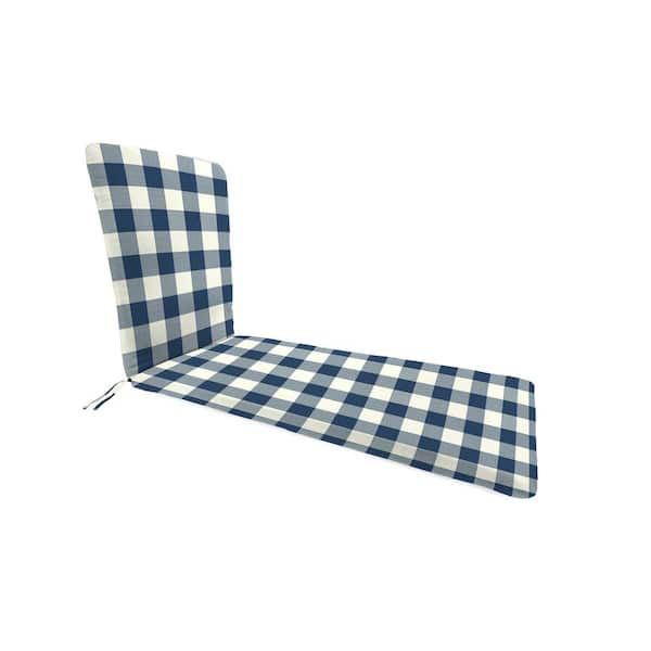 Jordan Manufacturing 74 in. L x 22 in. W x 2 in. T Rectangular Outdoor Chaise Lounge Cushion in Navy Buffalo Check