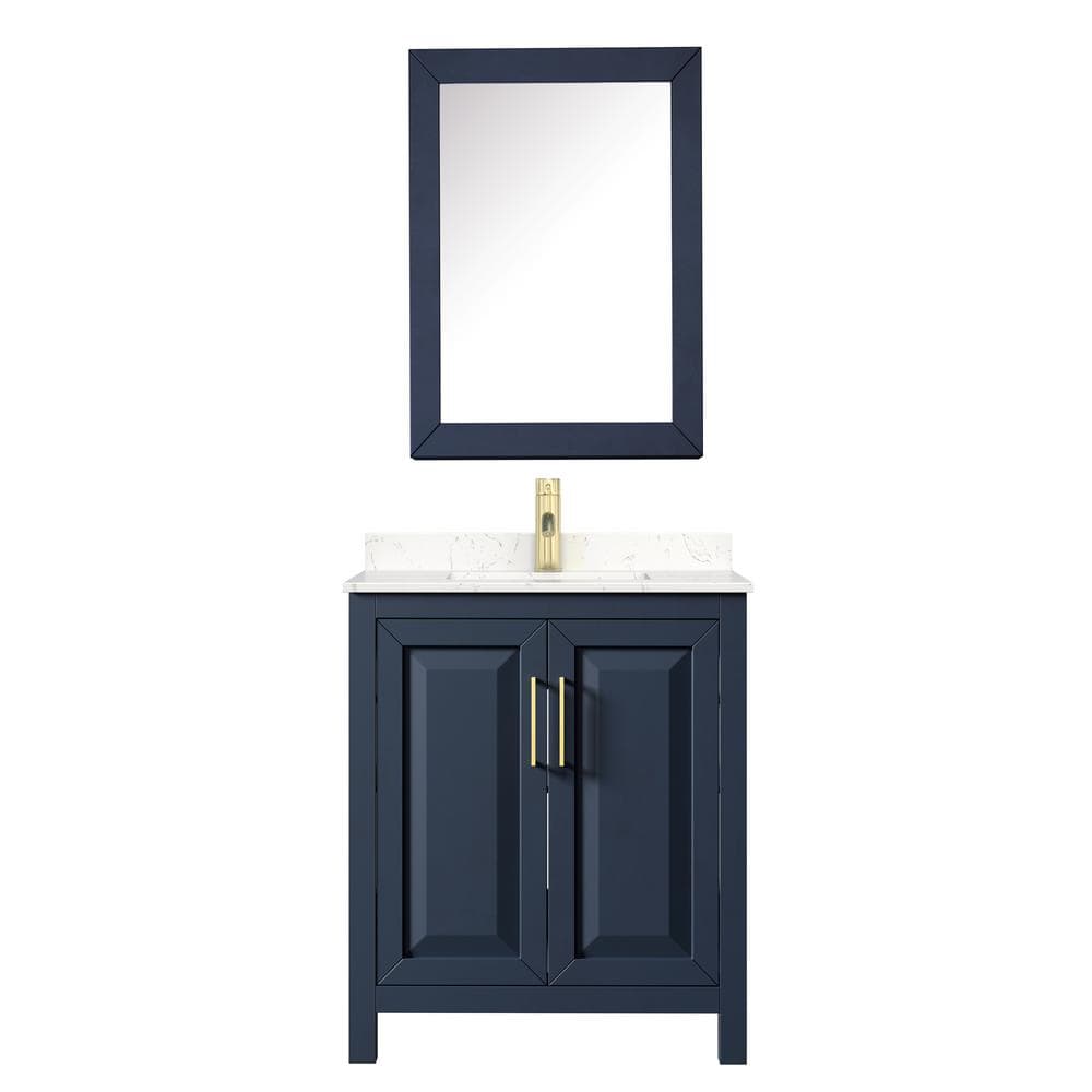 Daria 30 in. W x 22 in.D Single Vanity in Dark Blue w/ Cultured Marble Vanity Top in Light-Vein Carrara w/ Basin&Med Cab price history on PriceWatchPro