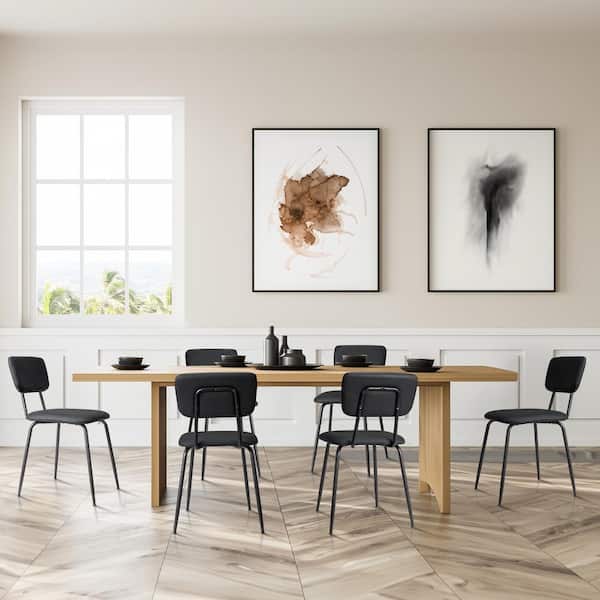Winado Black PVC Side Chair with Adjustable Footrest (Set of 6)