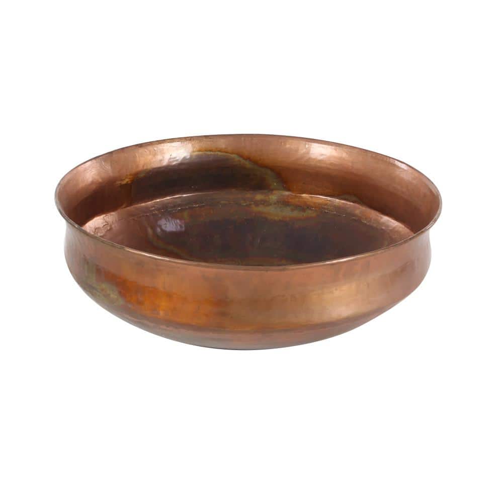 Set of 4 Rustic Copper Low Bowl Metal Planters
