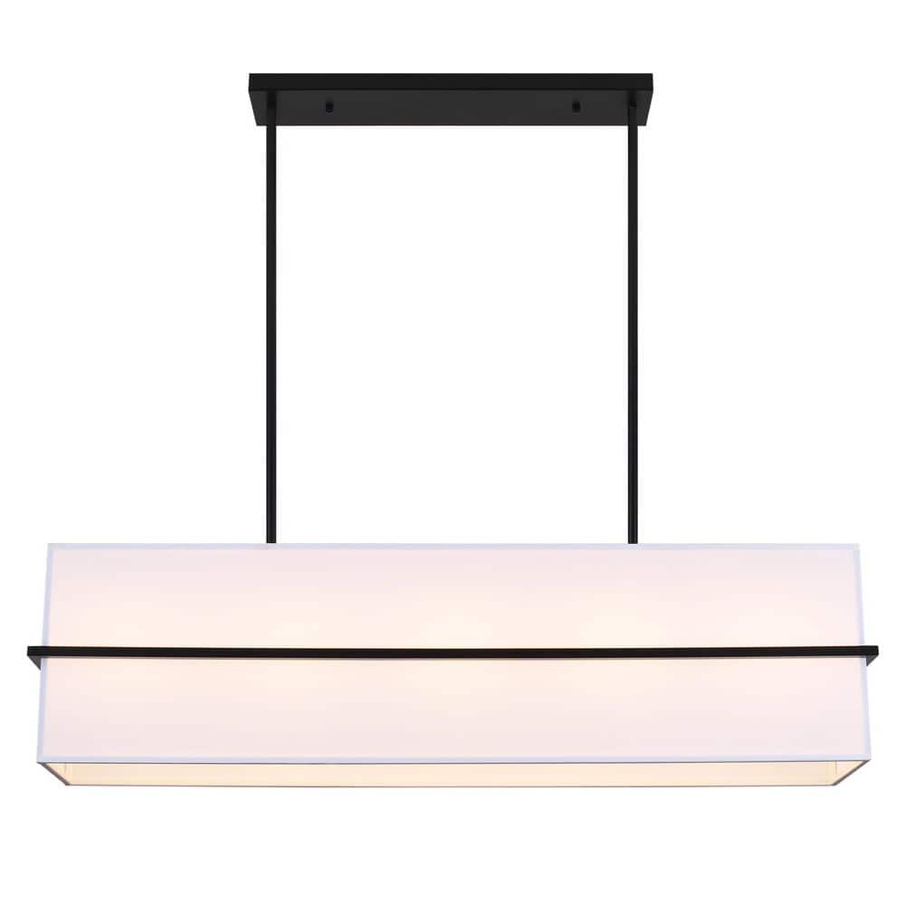 5 light Black Linear Square/Rectangle Chandelier With White Fabric Shade for Kitchen Island with no bulbs included price history on PriceWatchPro
