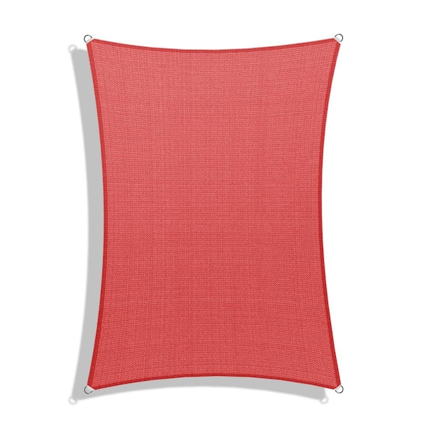 BANSA ROSE 8 ft. x 12 ft. Red Rectangle Heavy Weight Sun Shade Sail with UV Blockage and waterproof for Patio and Pool Cover